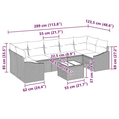 Комплект дивани Бежов и Светло Сив 55 x 55 x 37 см полиратан