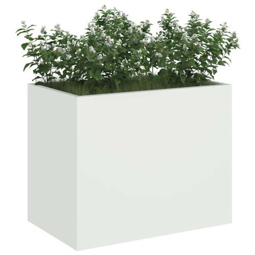 Градинска саксия Бяло 50 x 32 x 40 см Студено валцована стомана