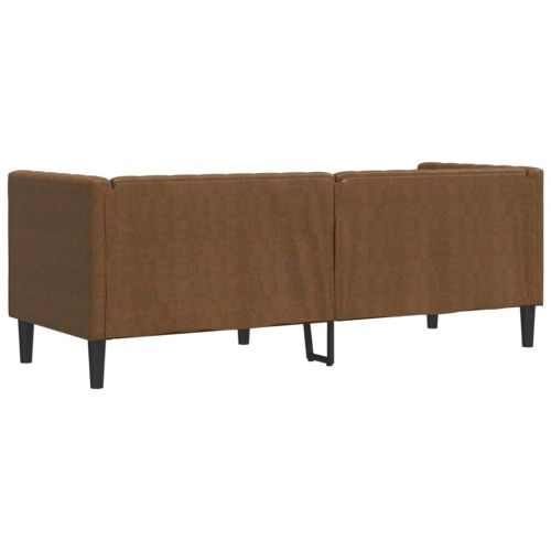 Диван Chesterfield с 3 седалки Кафява изкуствена велурена кожа