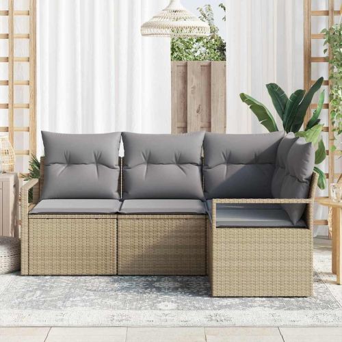 Комплект дивани 4 pcs Бежово полиратан