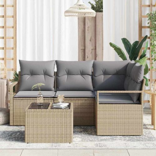 Комплект дивани 5 pcs Бежово полиратан