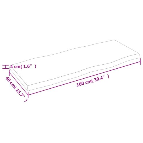 Плот за маса светлокафяв 100x40x(2-4) см обработен масивен дъб