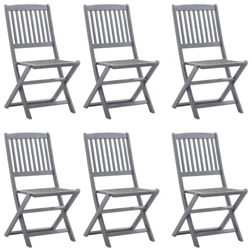 Градински трапезен комплект, 7 части, акация масив, сив