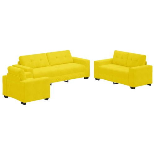 Комплект дивани 3 pcs Жълто 221 x 80 x 80 см Кадифе