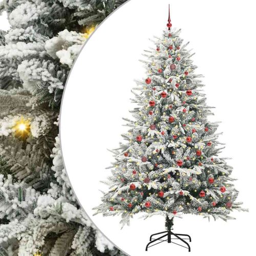 Изкуствена светена коледна елха с комплект топки Зелено 240 cm