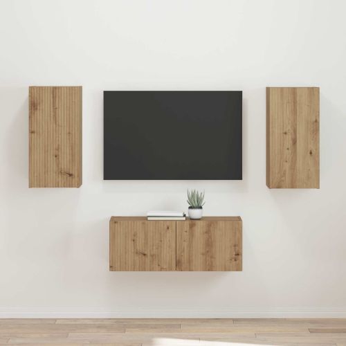 Комплект ТВ шкаф 2 pcs Дъб Инженерно дърво
