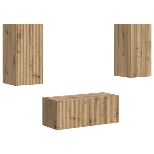 Комплект ТВ шкаф 2 pcs Дъб Инженерно дърво