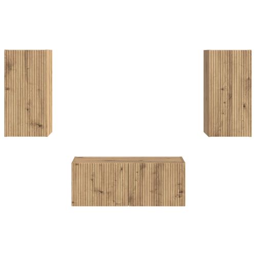 Комплект ТВ шкаф 2 pcs Дъб Инженерно дърво