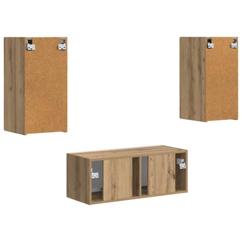 Комплект ТВ шкаф 2 pcs Дъб Инженерно дърво