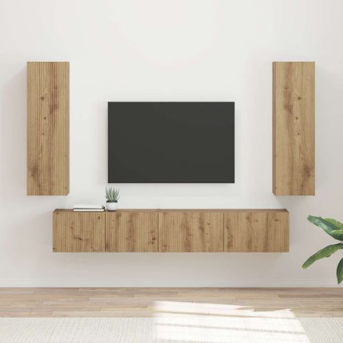 Комплект ТВ шкаф 3 pcs Дъб Инженерно дърво