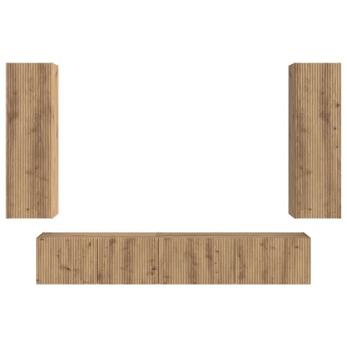 Комплект ТВ шкаф 3 pcs Дъб Инженерно дърво