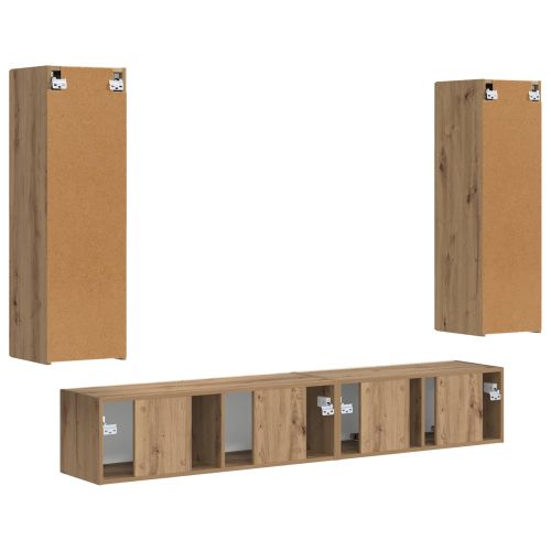 Комплект ТВ шкаф 3 pcs Дъб Инженерно дърво