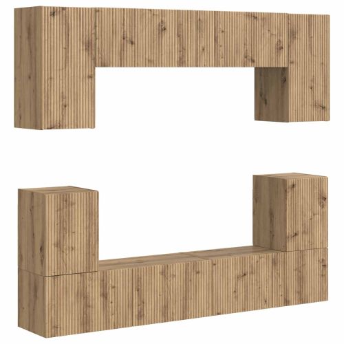 Комплект ТВ шкаф 5 pcs Дъб Инженерно дърво