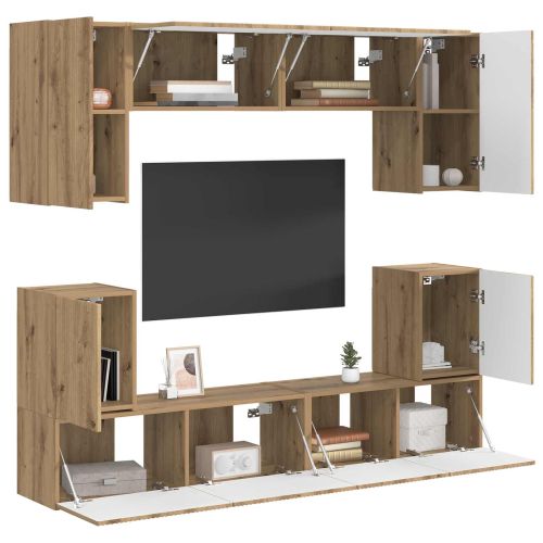 Комплект ТВ шкаф 5 pcs Дъб Инженерно дърво