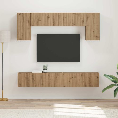 Комплект ТВ шкаф 4 pcs Дъб Инженерно дърво