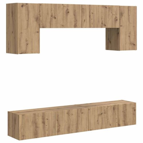 Комплект ТВ шкаф 4 pcs Дъб Инженерно дърво