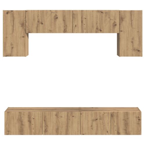 Комплект ТВ шкаф 4 pcs Дъб Инженерно дърво
