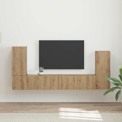 Комплект ТВ шкаф 4 pcs Дъб Инженерно дърво