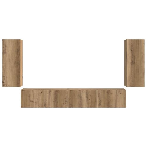 Комплект ТВ шкаф 4 pcs Дъб Инженерно дърво