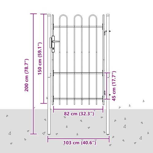 Врата за ограда BOXTEL 103 x 200 cm Прахово боядисана стомана