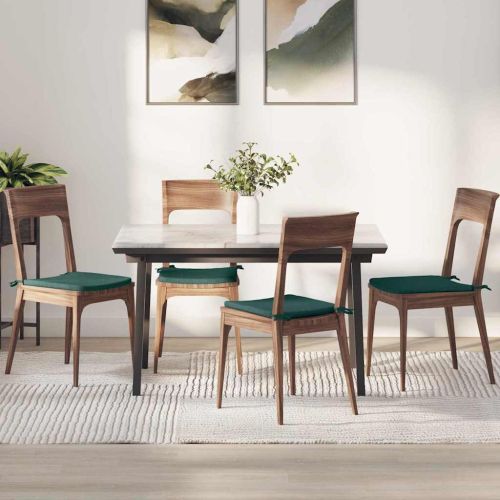 Възглавници за седалки 4 pcs Тъмен зелен 40 x 40 x 3 cm текстил