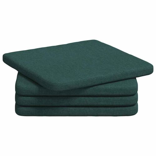 Възглавници за седалки 4 pcs Тъмен зелен 40 x 40 x 3 cm текстил