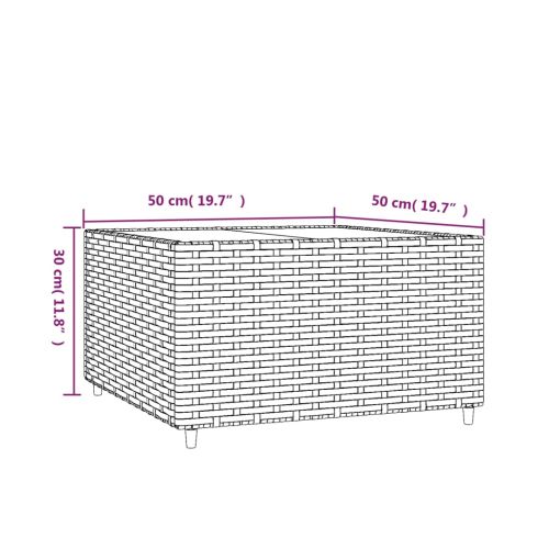 Квадратна градинска масичка за кафе сива 50x50x30 см полиратан
