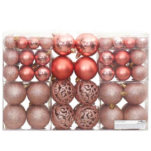 Коледни топки 100 бр розово и роза 3 / 4 / 6 см
