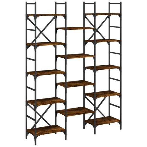 Етажерка за книги опушен дъб 127,5x28,5x172,5см инженерно дърво