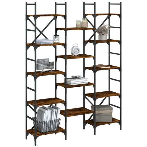 Етажерка за книги опушен дъб 127,5x28,5x172,5см инженерно дърво