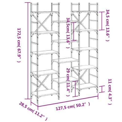 Етажерка за книги опушен дъб 127,5x28,5x172,5см инженерно дърво