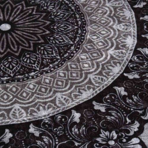 Килим, миещ се, φ120 см, черно и сиво, противоплъзгащ