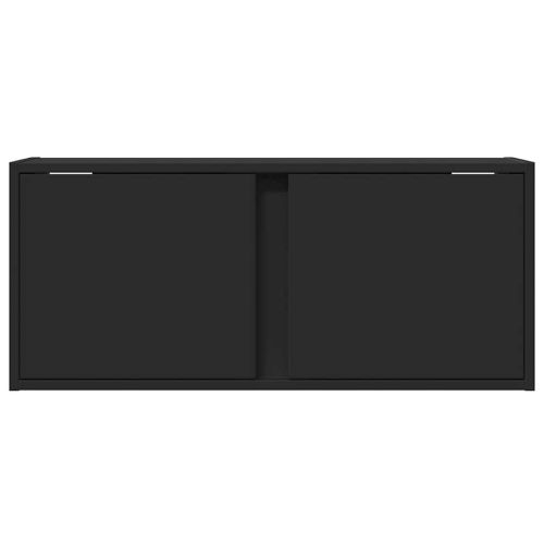 Стенен ТВ шкаф с LED осветление, черен, 80x31x35 см