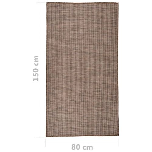 Градински плоскотъкан килим, 80x150 см, кафяв