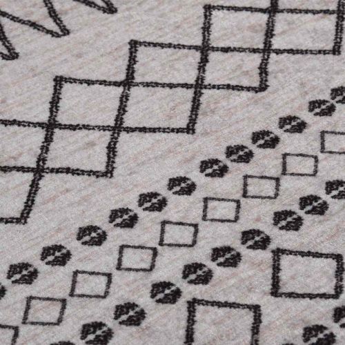 Килим, миещ се, φ120 см, черно и бяло