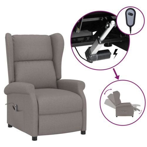 Wingback електрически реклайнер стол, таупе, текстил