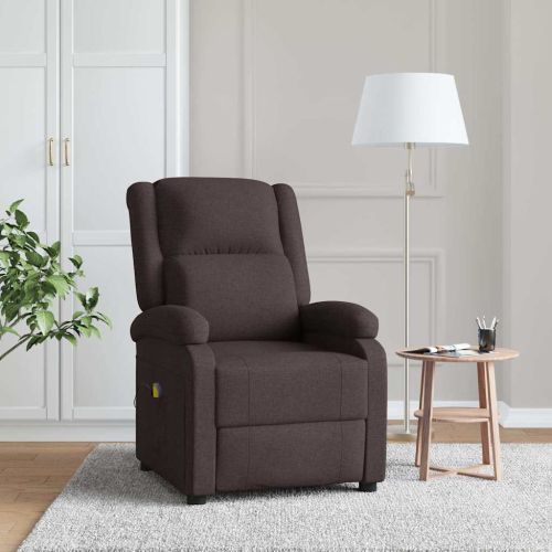 Wingback масажен стол, тъмнокафяв, текстил