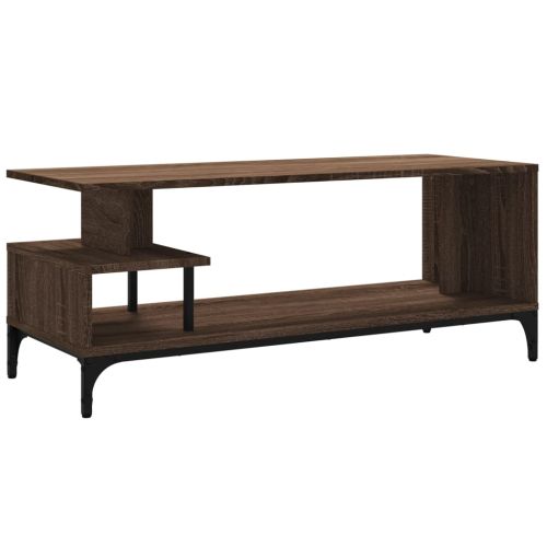 ТВ шкаф кафяв дъб 102x40x41 см инженерно дърво и стомана