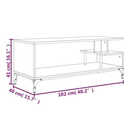 ТВ шкаф кафяв дъб 102x40x41 см инженерно дърво и стомана