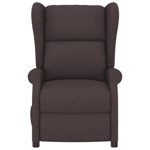 Wingback електрически реклайнер стол, тъмнокафяв, текстил
