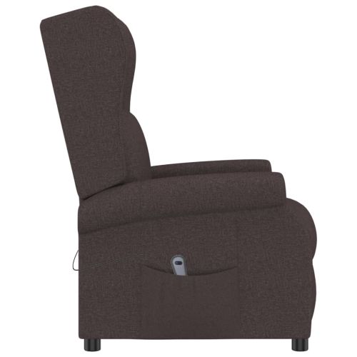 Wingback електрически реклайнер стол, тъмнокафяв, текстил