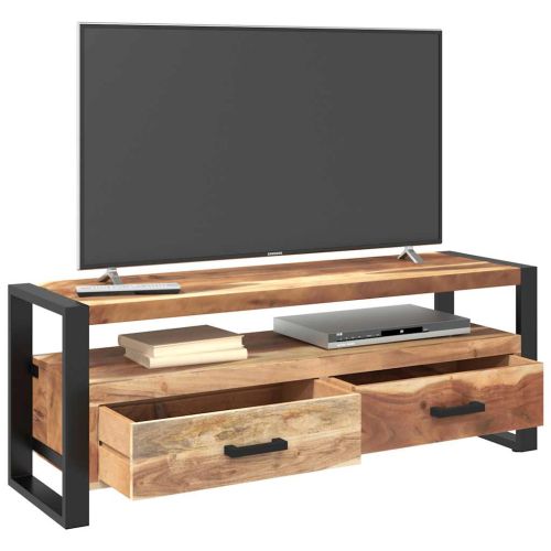 ТВ шкаф 120x35x45 см масивно дърво с меден финиш