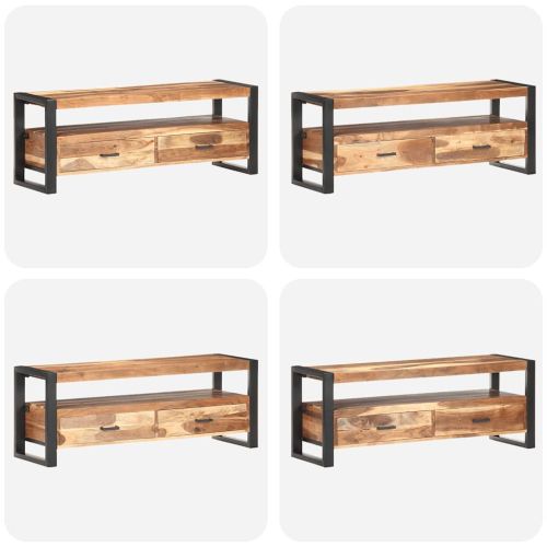 ТВ шкаф 120x35x45 см масивно дърво с меден финиш