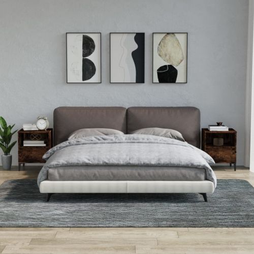 Нощни шкафчета 2 бр опушен дъб 40x35x50 см