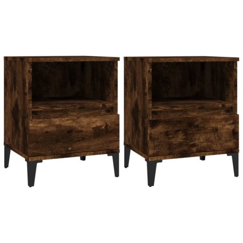 Нощни шкафчета 2 бр опушен дъб 40x35x50 см