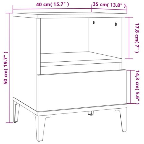 Нощни шкафчета 2 бр опушен дъб 40x35x50 см