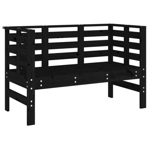 Градинска пейка, черна, 111,5x53x71 см, борово дърво масив