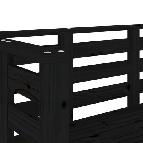 Градинска пейка, черна, 111,5x53x71 см, борово дърво масив