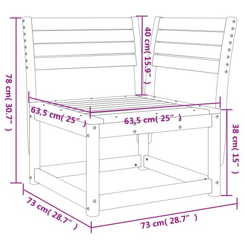 Градински ъглов диван, 73x73x78 см, импрегниран бор