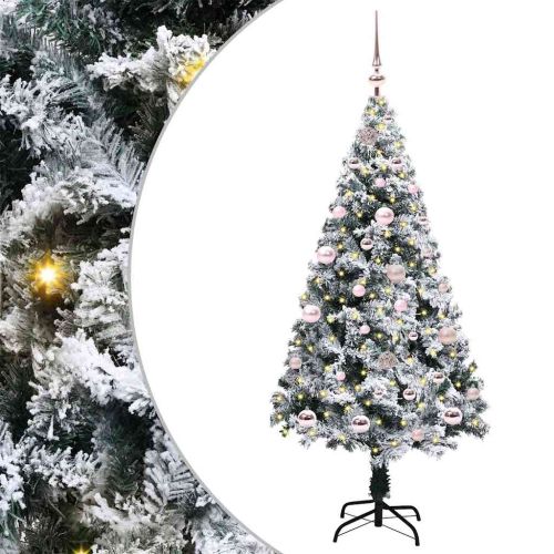 С изкуствено коледно дърво с 150 LED светодиода Бяло 150 cm